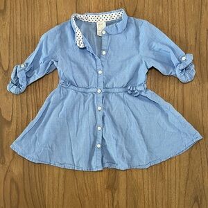 H&M Blue Checkered Button-Up with Polka Dot Collar